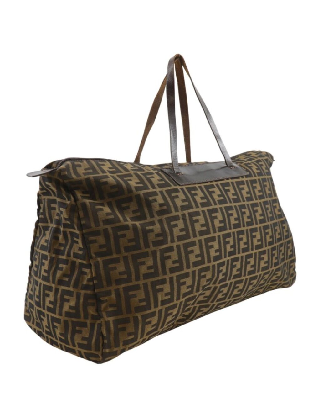 Fendi Zucca Folding Nylon Canvas Brown Boston Bag - Picture 3 of 14